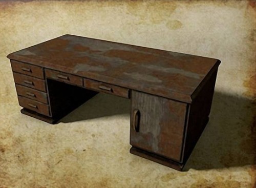 Old Desk Free 3d Model