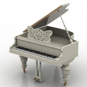 लड़की 3डी मॉडल के साथ ईमानदार पियानो वाद्ययंत्र