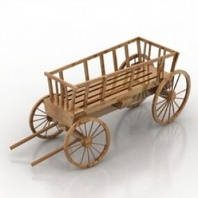 Klassiek houten aanhangwagen 3D-model