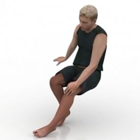 3D-Modell des sitzenden Mannes