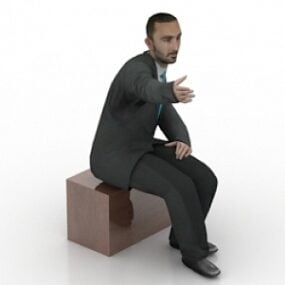 Business Sitting Man 3d model