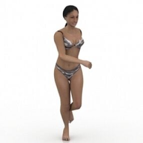 Fille en bikini en cours d'exécution modèle 3D