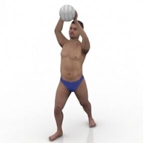 Model 3D mężczyzny z piłką do siatkówki