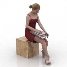 Femme qui lit modèle 3D