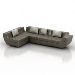 3д модель гладкого современного дивана