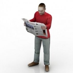 Model 3D człowieka czytającego