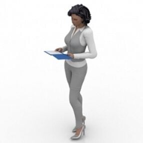 Stojąca dziewczyna biurowa Model 3D