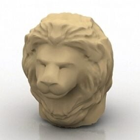 Two Seated Lion Statue 3d model