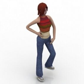 Chica joven de pie modelo 3d