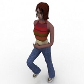 Ung flicka Lowpoly 3D-modell