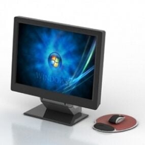 PC-skärm med mus 3d-modell