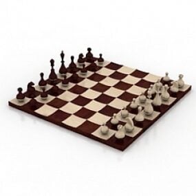 Trò chơi cờ vua đen trắng cổ điển mô hình 3d