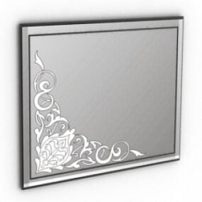 Cermin Dekorasi Sudut Bunga model 3d