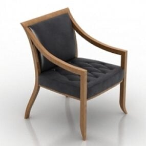 Wood Leather Armchair 3d model