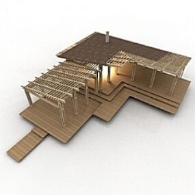 Modello 3d con struttura in filo metallico per padiglione esterno