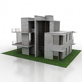 3д модель здания с архитектурой в стиле модерн