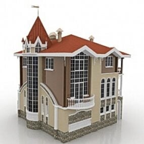 Cottage House mit Veranda 3D-Modell