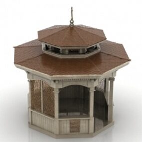 Modelo 3d de formato redondo de edifício de pavilhão