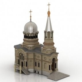 Aile latérale gothique de l'église modèle 3D