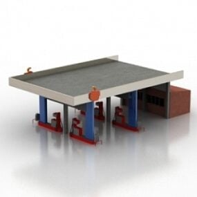 محطة بنزين نموذج 3D