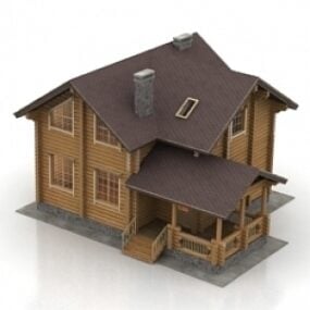 Maison en bois modèle 3D