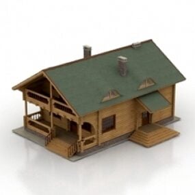 Model Rumah Kayu 3d