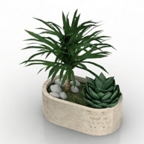 3D-Modell einer dekorativen Palmenvase