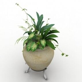 3д модель вазы с цветком