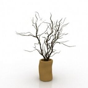 مدل سه بعدی گلدان با چوب مرده