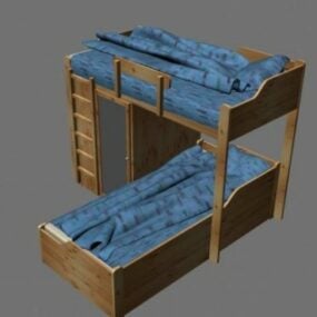 Wooden Kid Bed 3d model