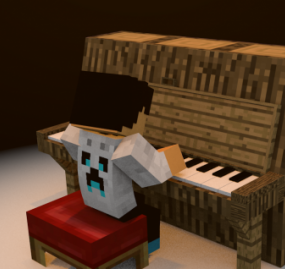 3D model klavíru Minecraft s přehrávačem