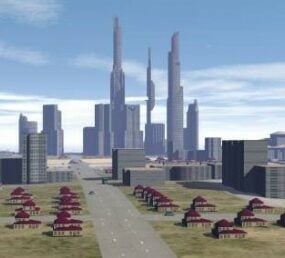 3D model venkovní scény City Island
