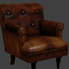 Modelo 3d de cadeira de couro vintage