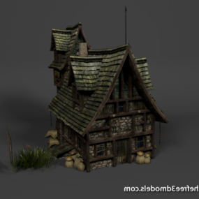 نموذج منزل القرون الوسطى ثلاثي الأبعاد