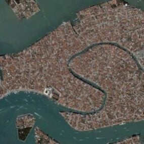 3D-Modell der Außenansicht der Stadt Venedig aus der Luft