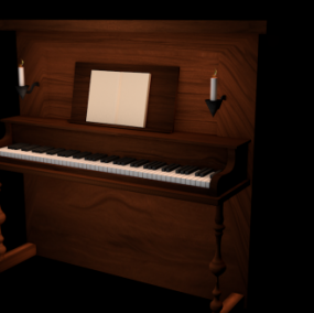Mô hình đàn piano cũ 3d