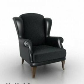 黑色皮革扶手椅3d模型