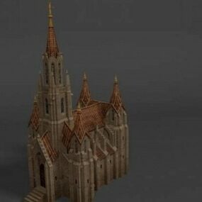 Modello 3d della costruzione di una chiesa medievale