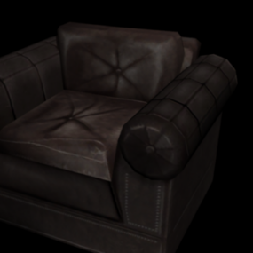 Sofa da cổ điển 1 chỗ ngồi mẫu 3d