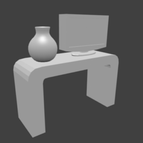 Tv Desk With Vase Set 3d model