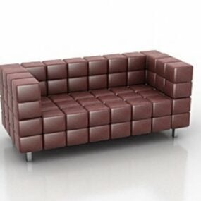 Modelo 3d de sofá de couro retangular