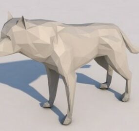 Lowpoly Wolf-Tier-3D-Modell
