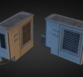 3D-Modell der Klimaanlage mit heißer Einheit