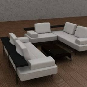 U-sohva olohuoneen 3d-malli