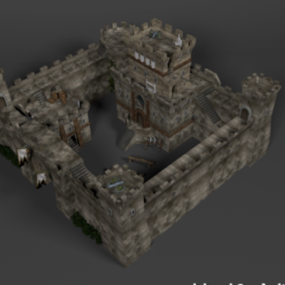 donkere rock castle 3D-model bouwen
