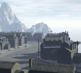 3D-model van de buitenscène van de oude stad