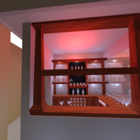 Bar Counter Interior Scene 3d model