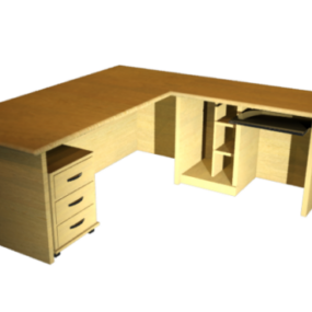 Modello 3d dell'angolo della scrivania da ufficio