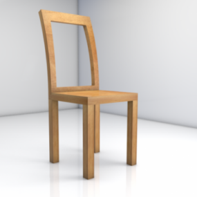 साधारण लकड़ी की कुर्सी 3डी मॉडल