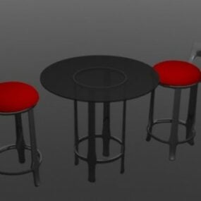 Mesa de cadeira de cafeteria modelo 3d